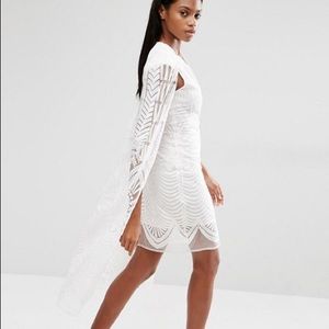 White Lace Mini Dress with Cape: Lavish Alice